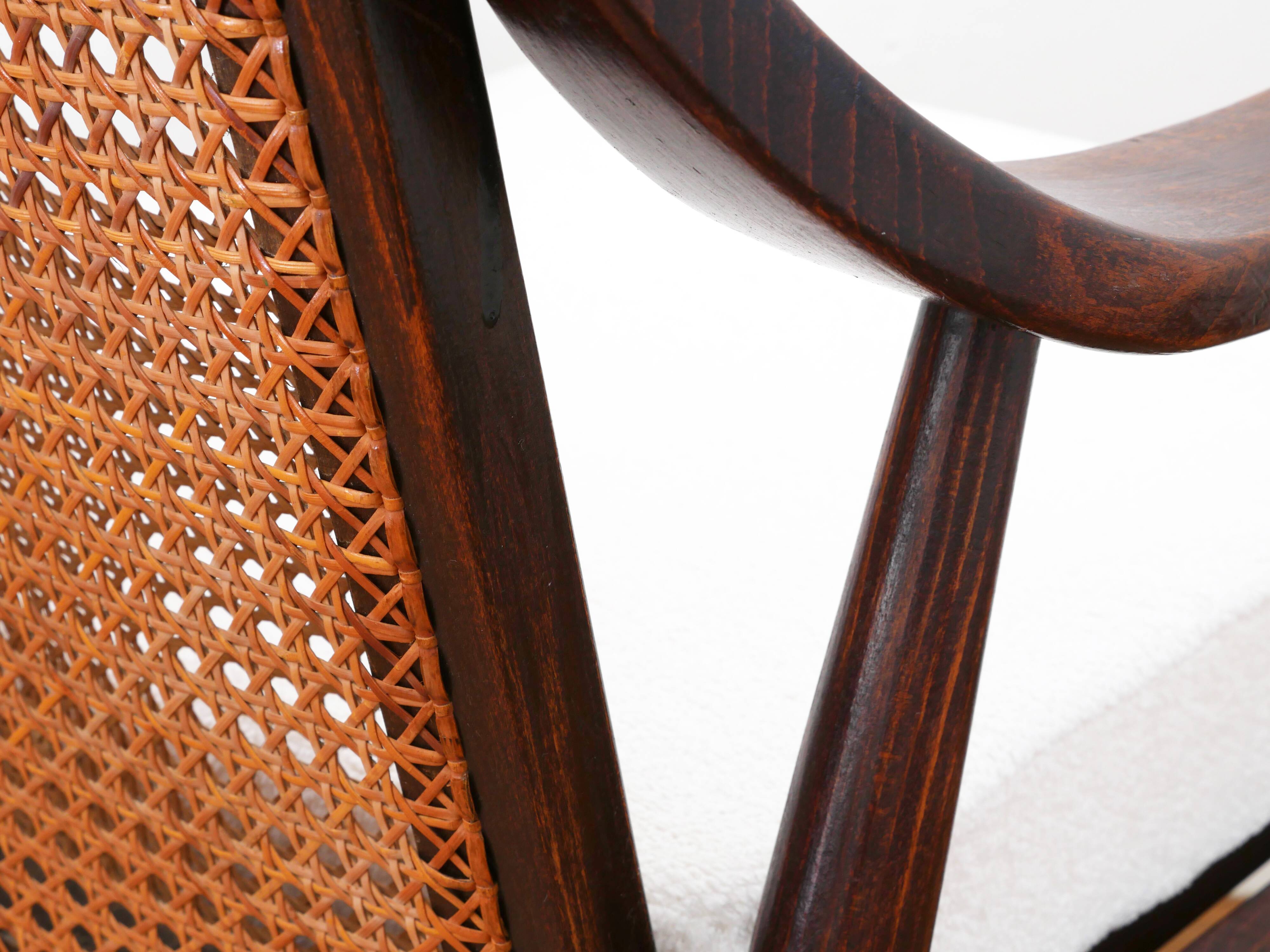 Fauteuil vintage en cannage - Restauré - Assise neuve