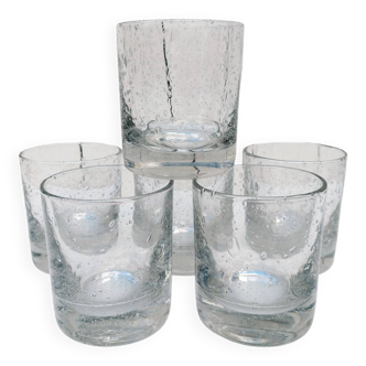 Whiskey glasses blown glass vintage Biot glassware