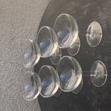 6 vintage transparent glass champagne glasses