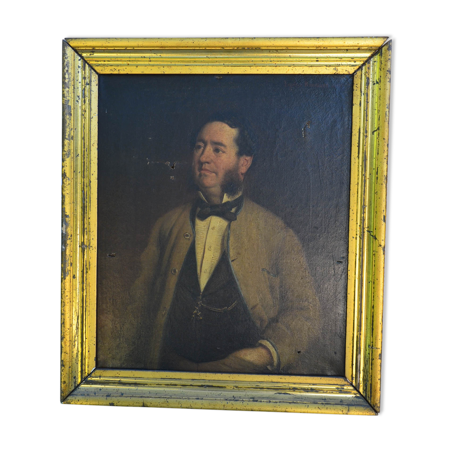 Portrait 19th oil on canvas painting by Eugene Renouard 1866