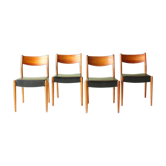 Série de 4 chaises design scandinave teck et cuir