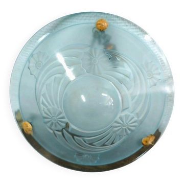 Art Deco sky blue moulded glass pendant light 35 cm - Electrified