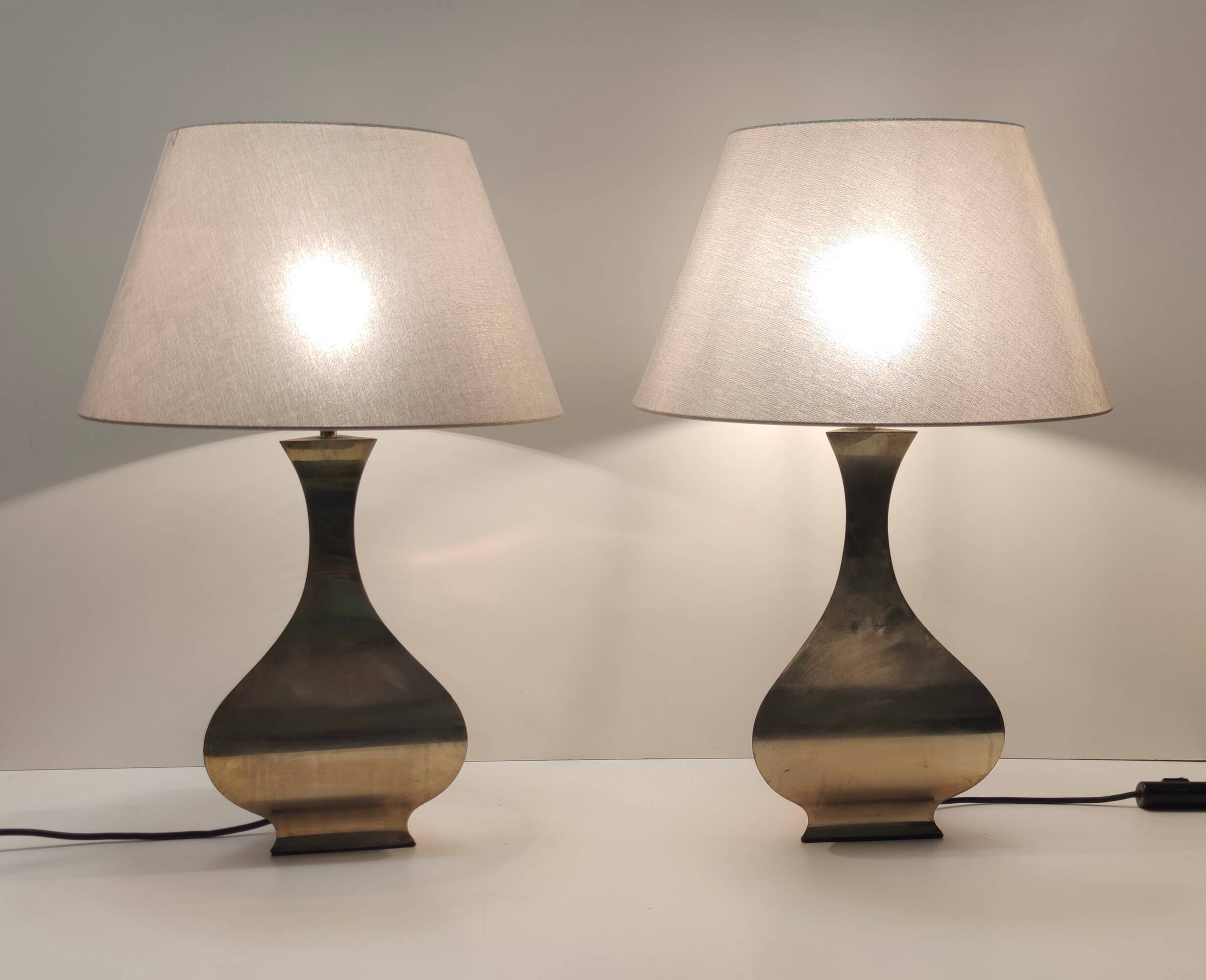 Pair of Postmodern Brass Table Lamps by Montagna Grillo and Tonello, Italy