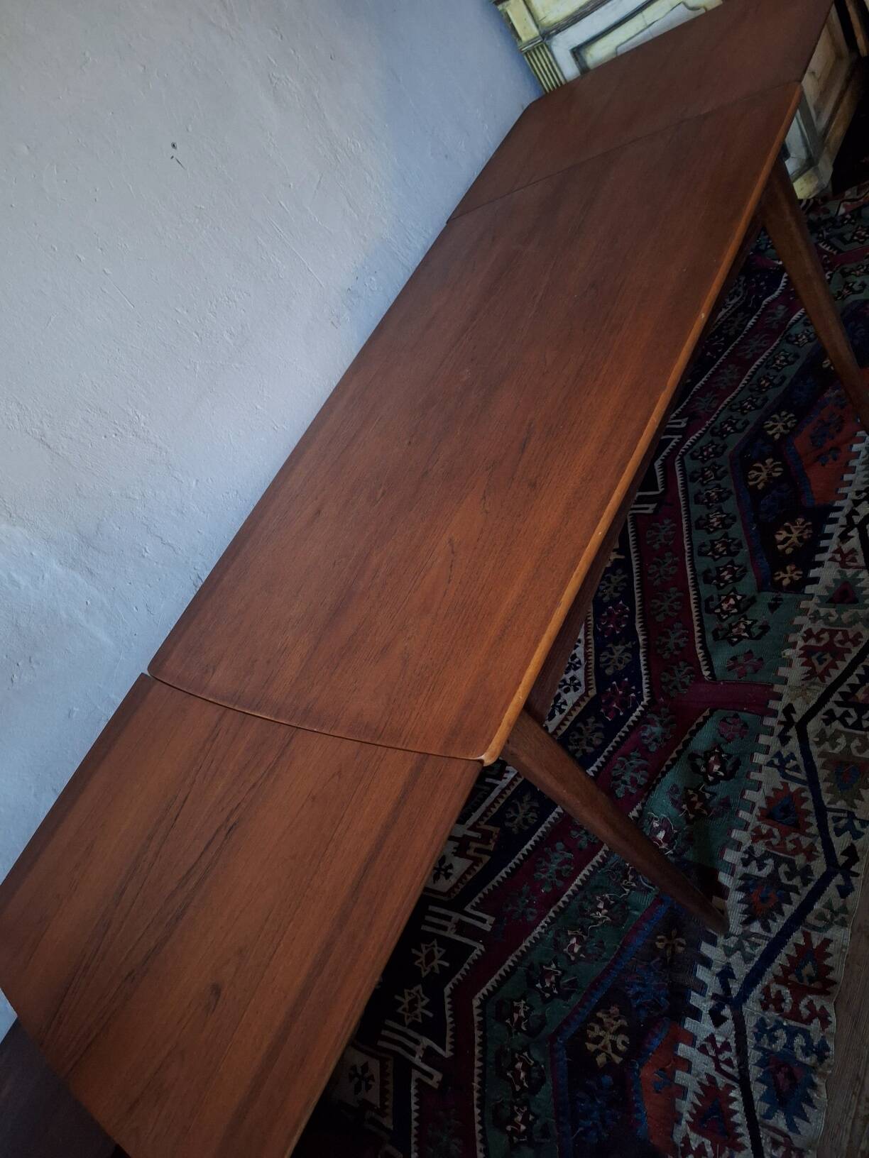 Mid century teak extendable dining table with curved top, Denmark 1960s