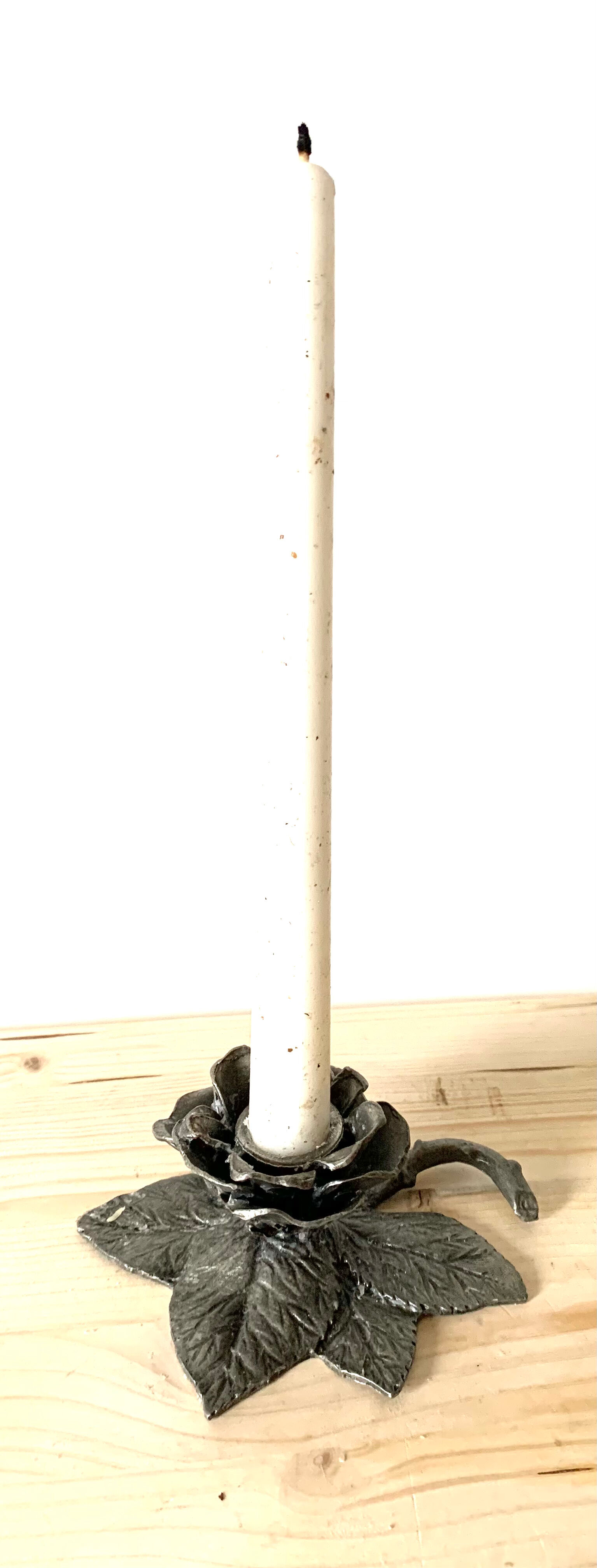 Tin flower candle holder