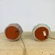 Pair of brutalist lamps in pink stoneware and wool lampshade, 1970