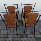 Set of 4 vintage brown leatherette chairs