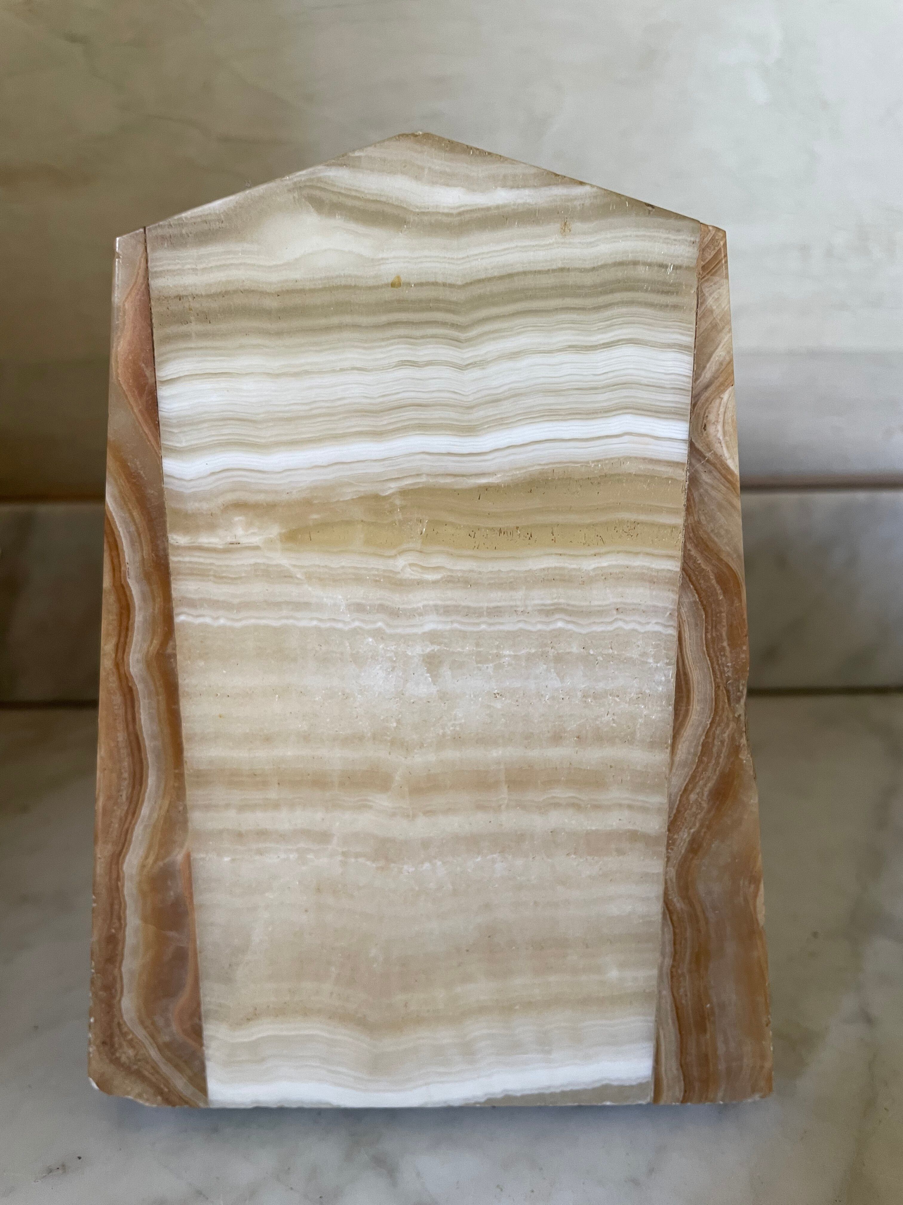 Art Deco marble and onyx bookends