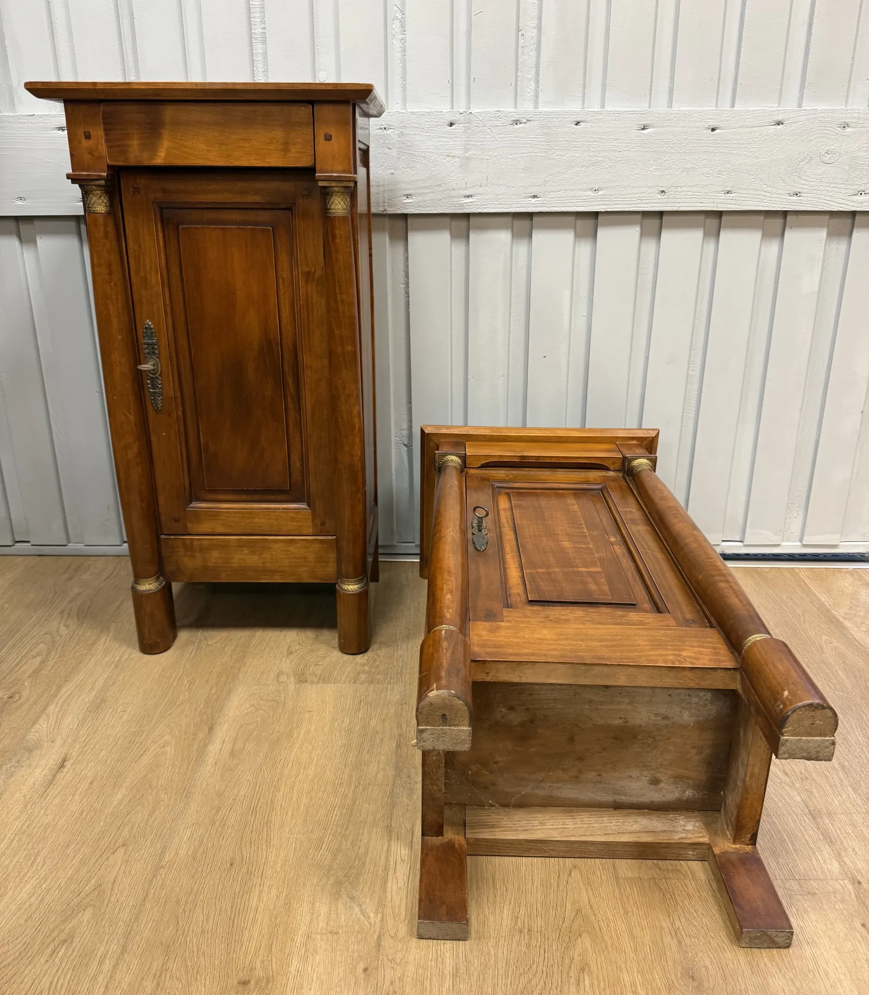 Pair of Empire style bedside tables