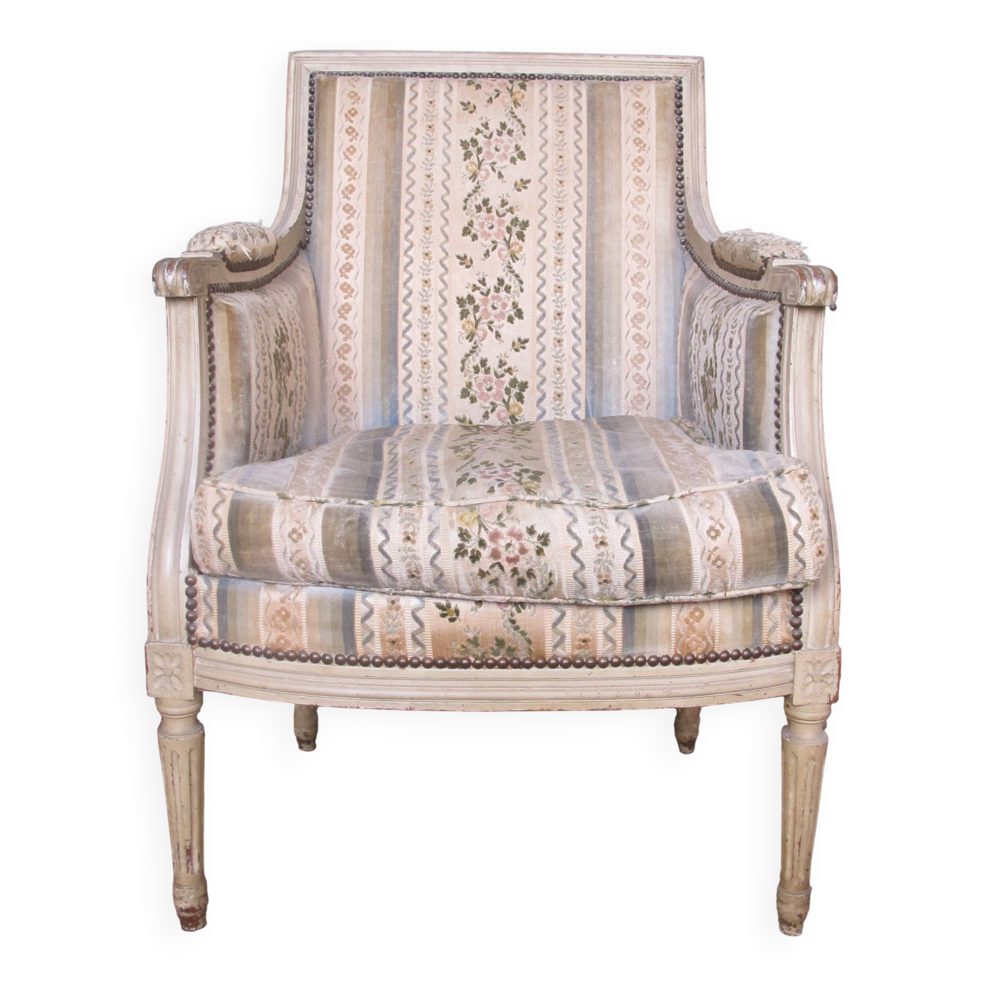 Louis XVI Shepherdess, 19th century copy, upholstered, beautiful antique chiseled