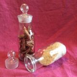 Set 2 old vintage kitchen glass jars