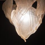 Gorgeous vintage Murano chandelier with leaves of orange and pink highlights