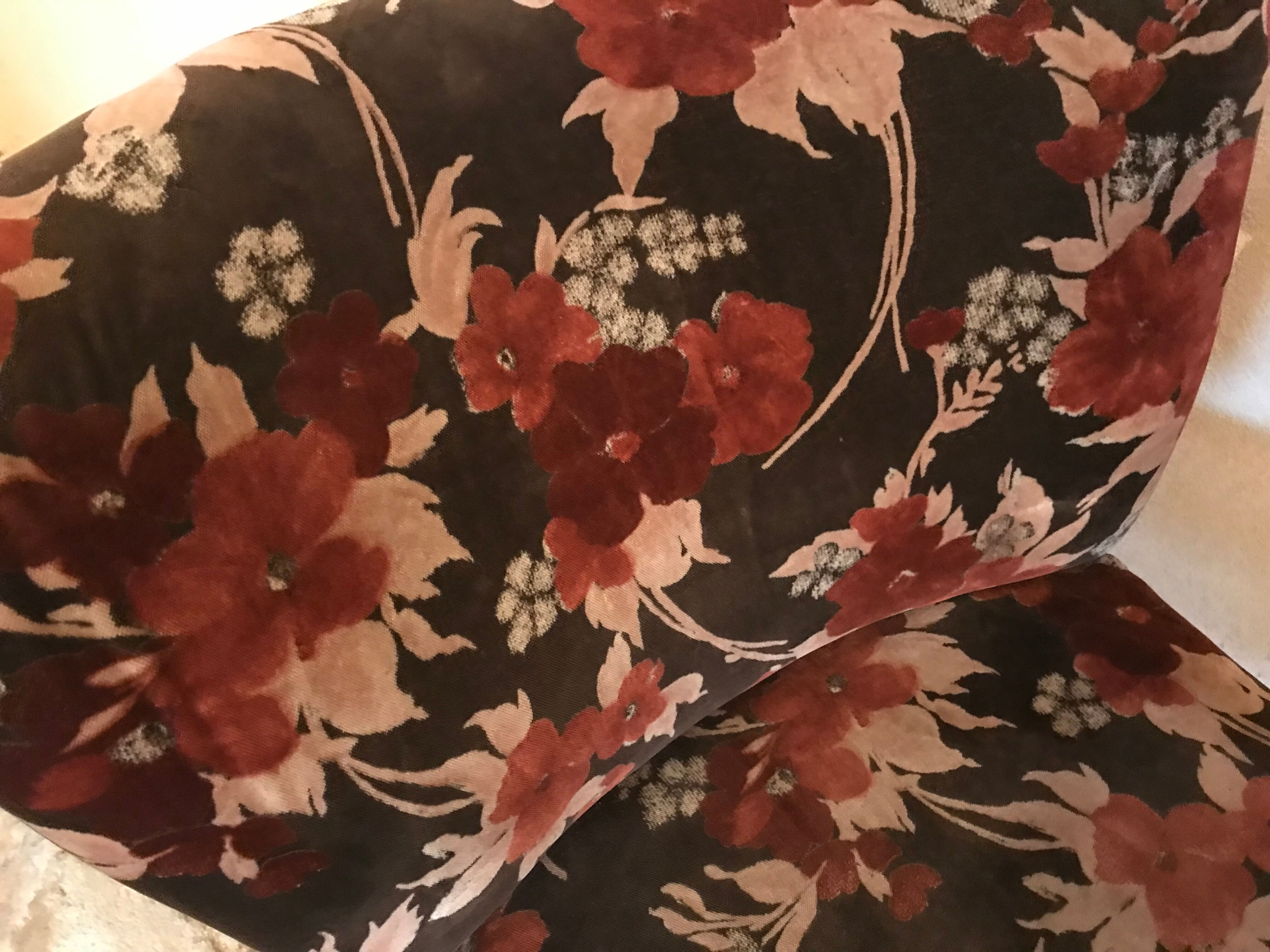 Vintage cocktail armchair 1960 feet compass and fabric flowers