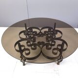 Table basse brutaliste en fer forgé des années 1970