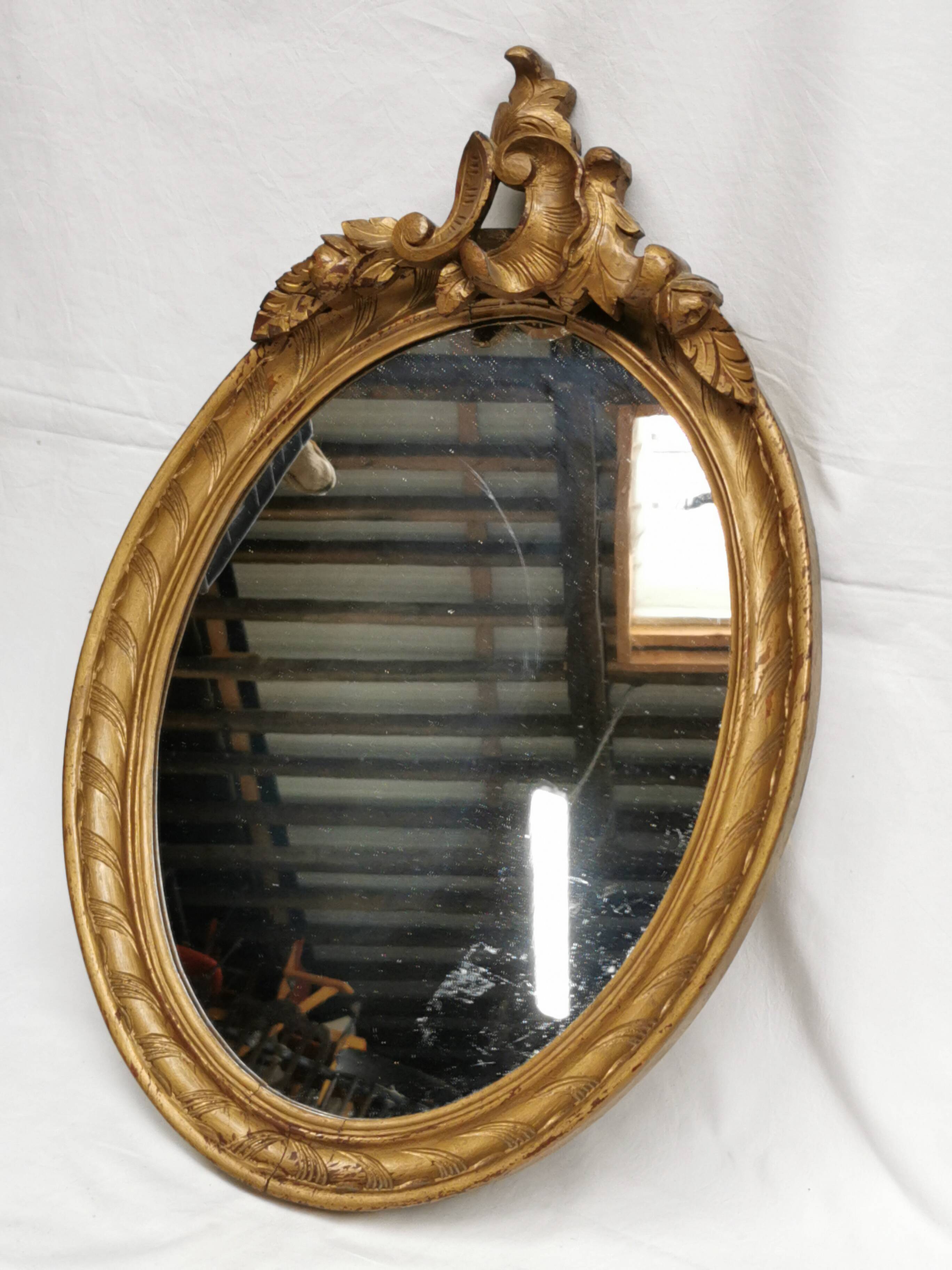 old Louis XV style gilded wood mirror, rococo