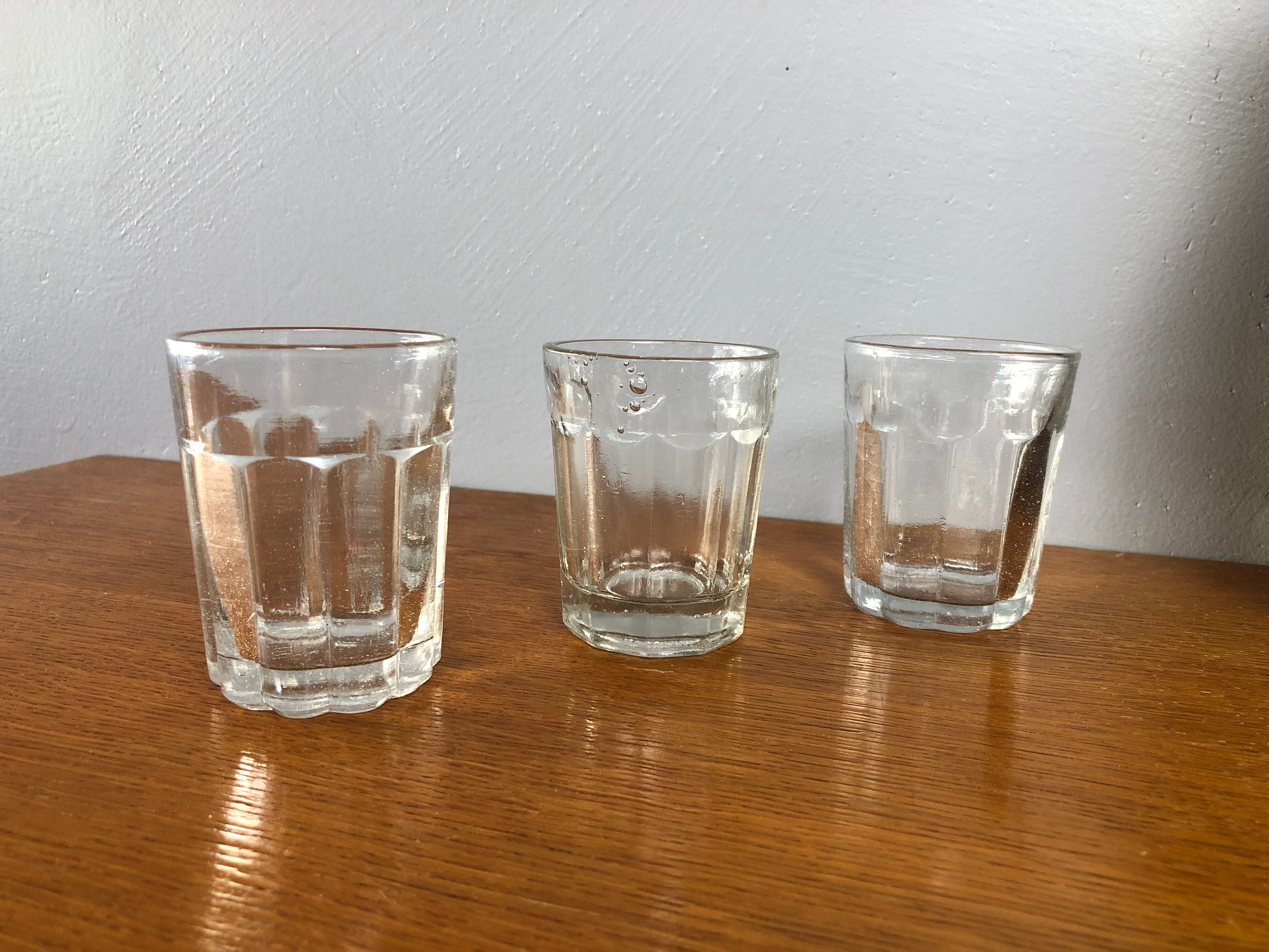 3 blown glass cups