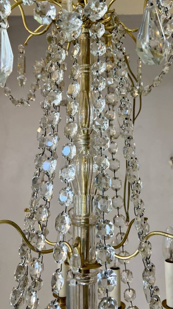 golden bronze chandelier in Louis XVI style