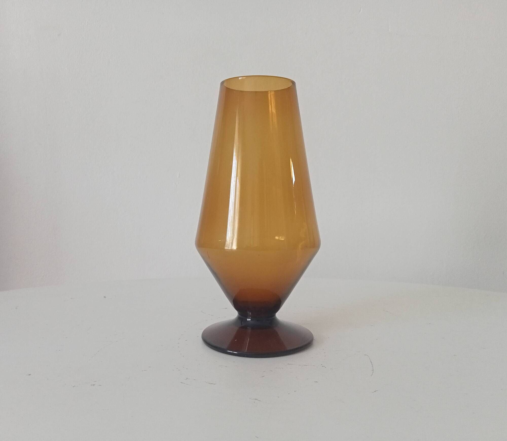 Vintage amber glass vase from the 60s/70s.