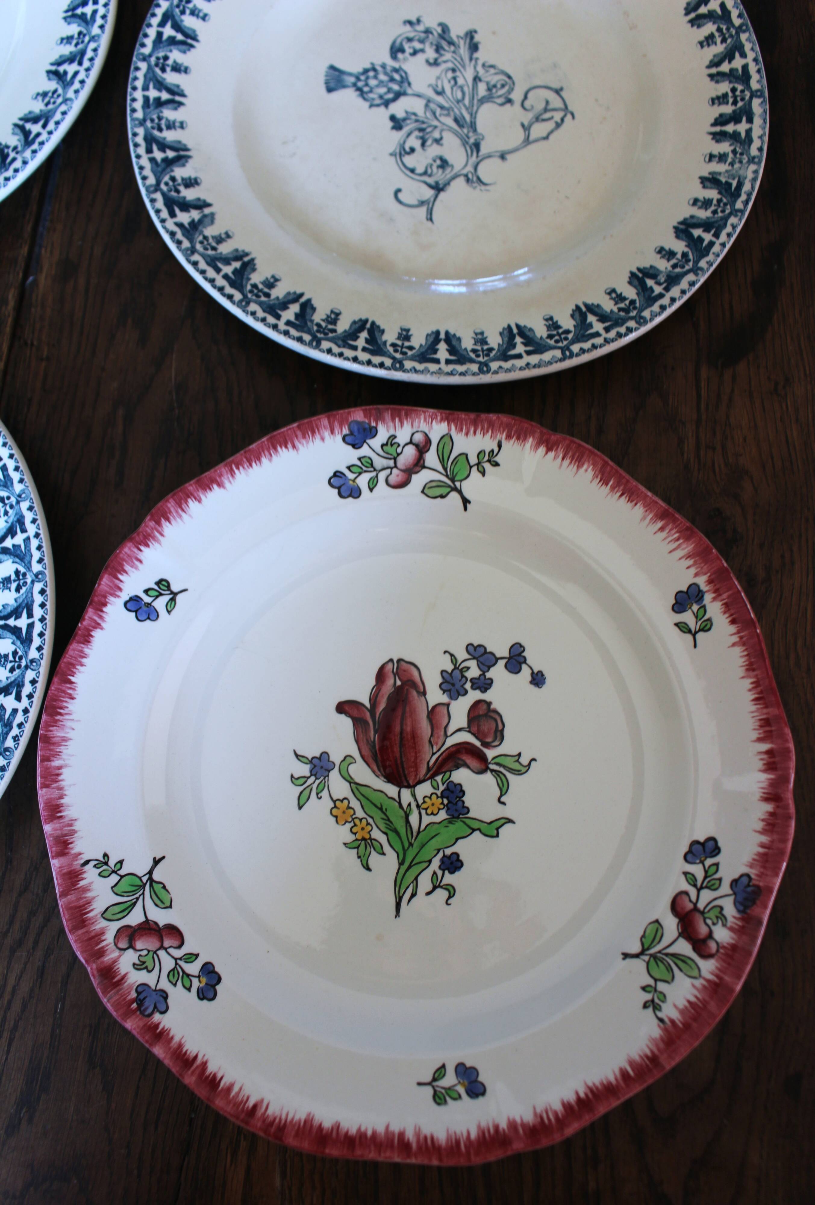 6 flat plates La Lorraine Salins Gien English Indies