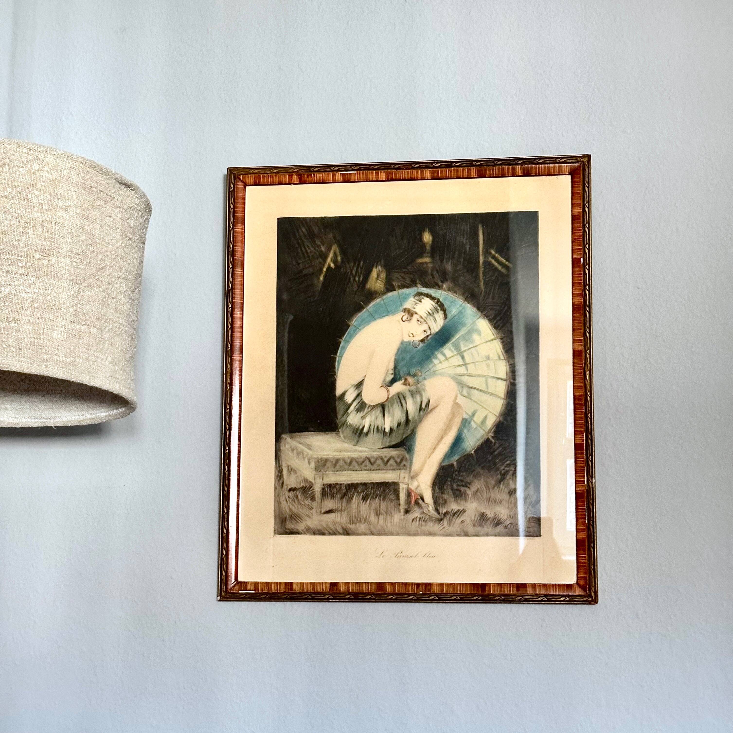 Framed Print "Le Parasol Bleu" by William Ablett – Original Art Deco Print