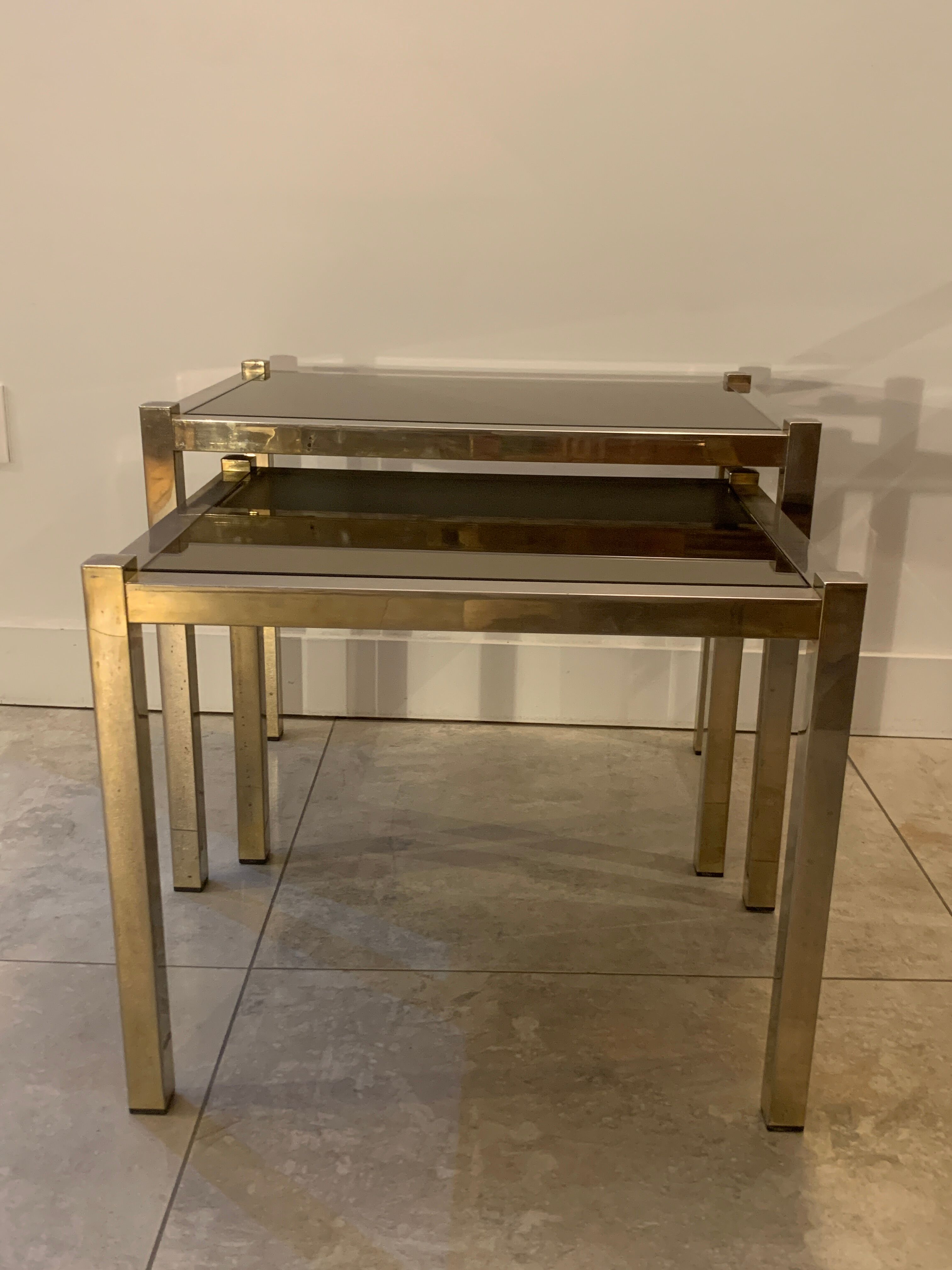 Brass nesting coffee tables