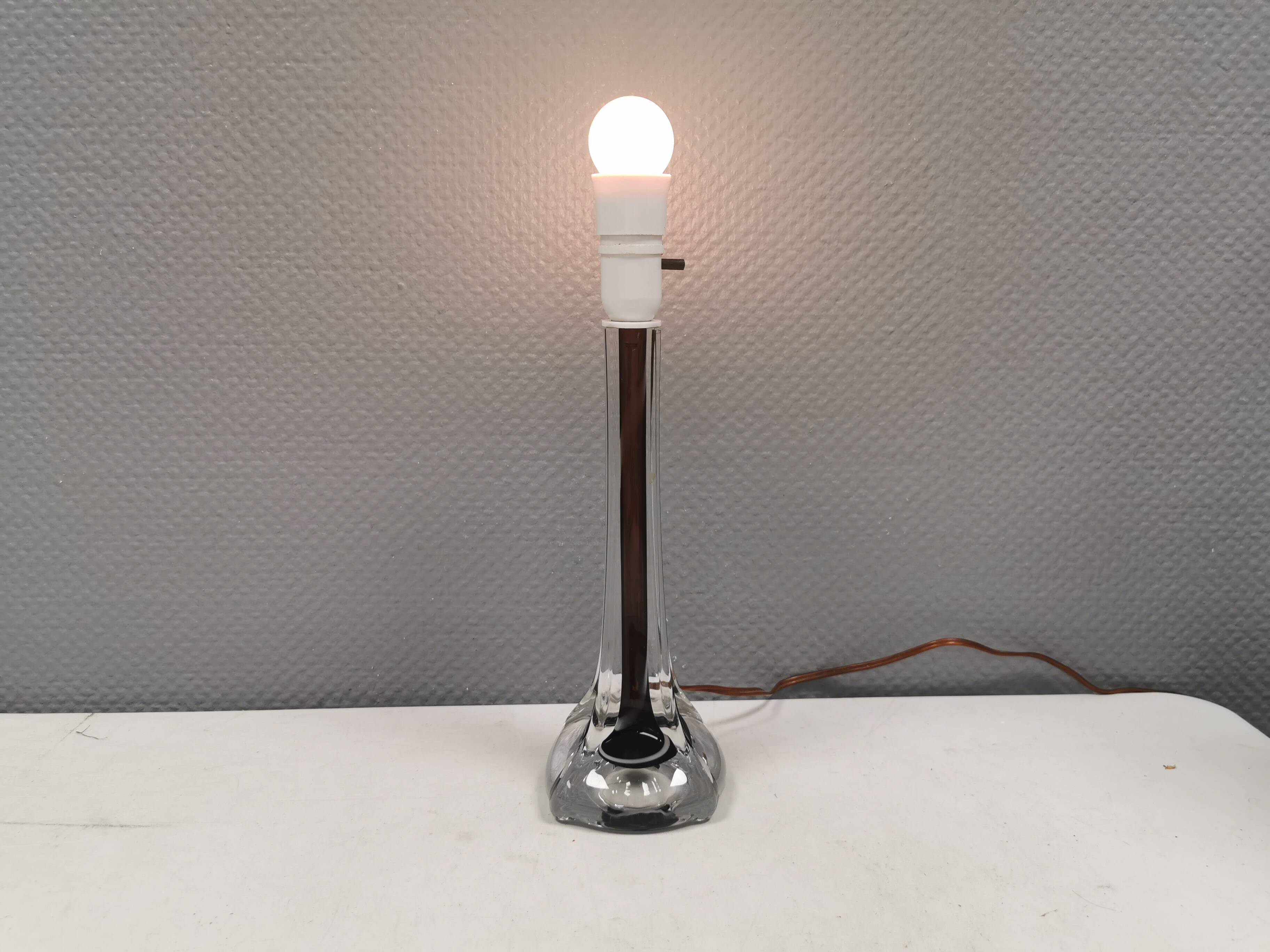 Glass table lamp, made by Swedish Flygsfors in the 1960s