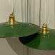Duo de suspension vintage en tôle émaillée style ferme indus vert et blanc