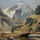 HSP table "Animated alpine landscape" early XX° signed