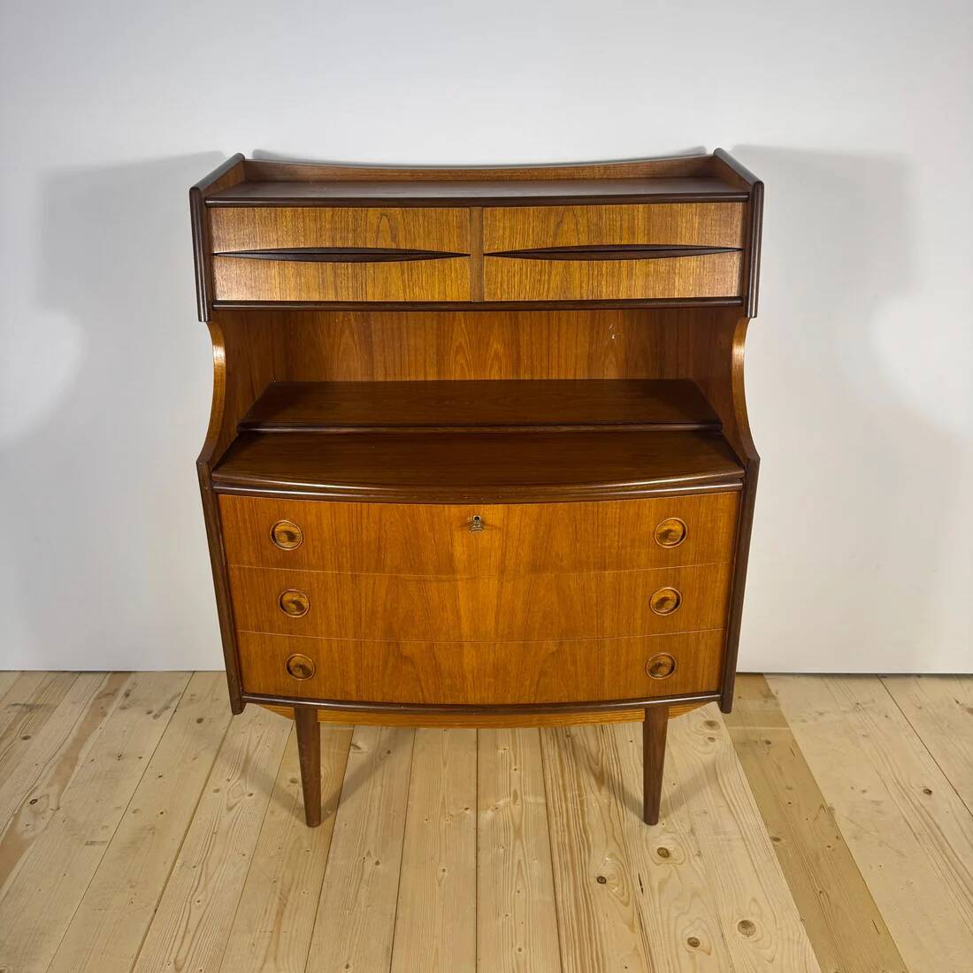 Danish teak cabinet with drawers and pull-out secretary desk – 1960