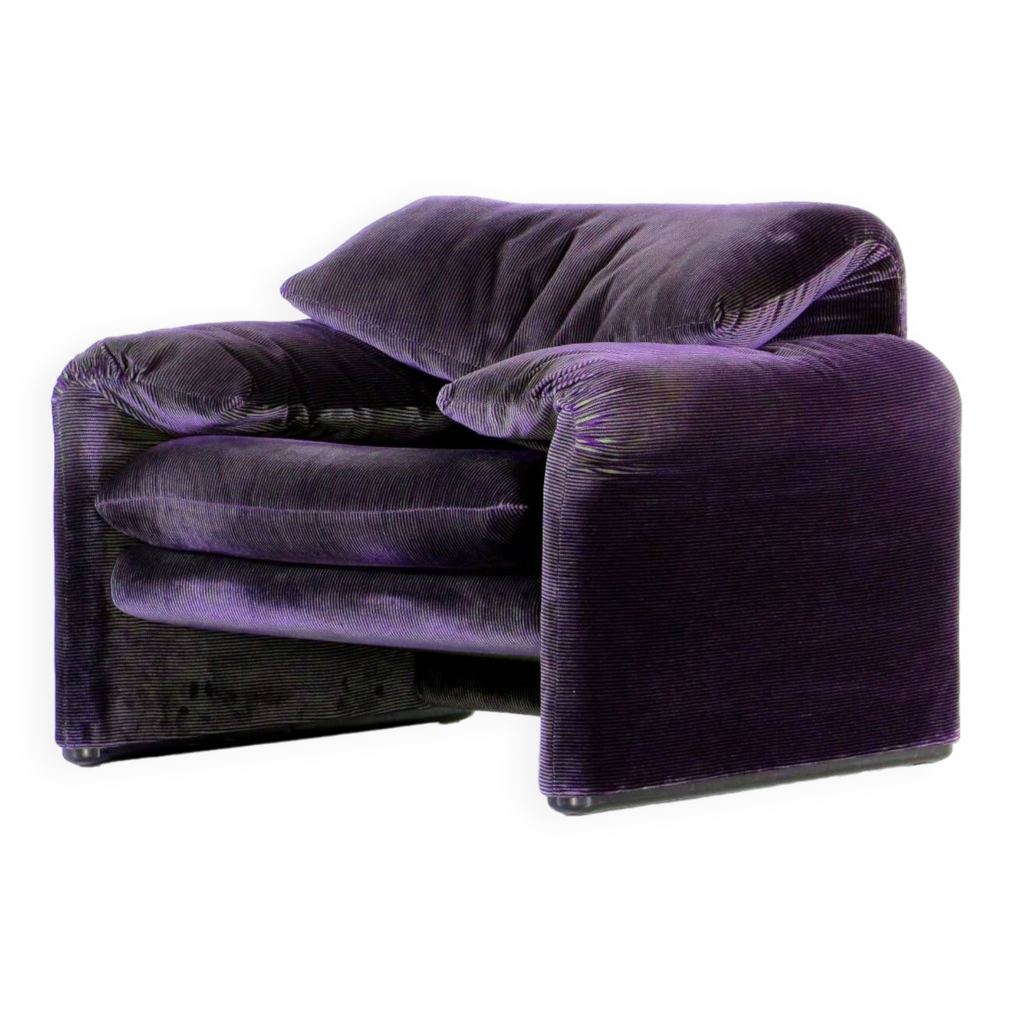 Mid century velvet lounge chair Maralunga by Vigo Magistretti for Cassina - Italy, 1970s
