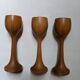 Egg cups on turned wooden legs, Scandinavian country decor