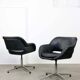Chaise pivotante vintage en simili cuir noir italien et chrome