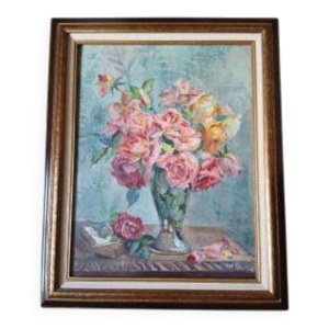 Peinture sur panneau - roses