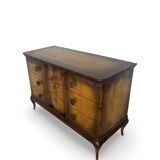 Commode italienne en placage et bois massif de noyer, années 1940-1950