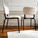 Pair of vintage chairs in sheep moumoute
