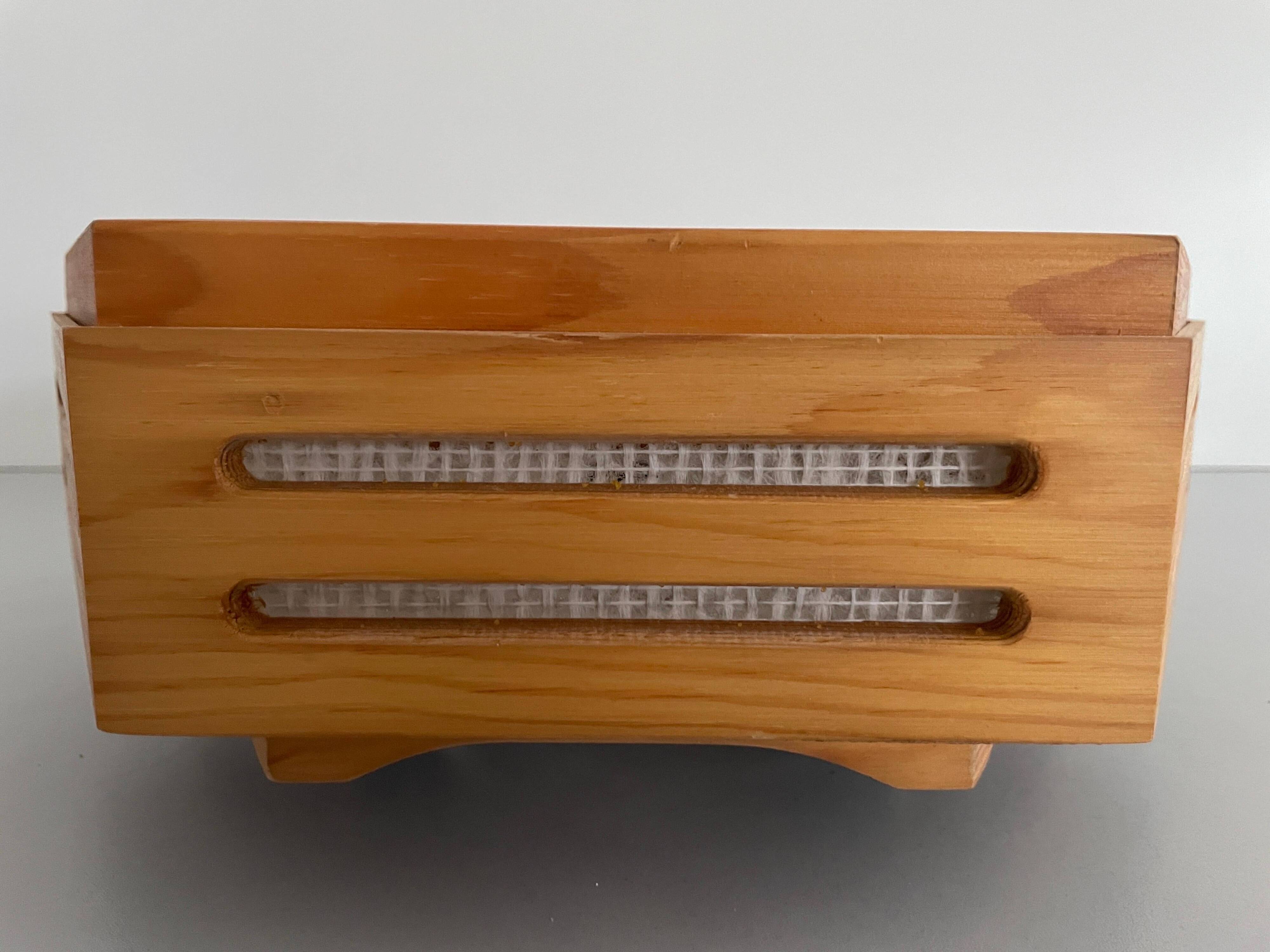 Hexagonal wooden recessed lamp, 1970s, Germany