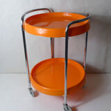 Serving table with vintage wheels