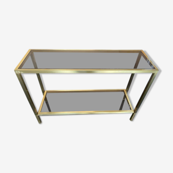 Console smoked glass and brass Italian design year 70 in the taste of nanda vigo