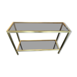 Console smoked glass and brass Italian design year 70 in the taste of nanda vigo