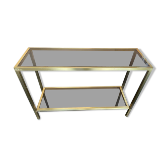 Console smoked glass and brass Italian design year 70 in the taste of nanda vigo