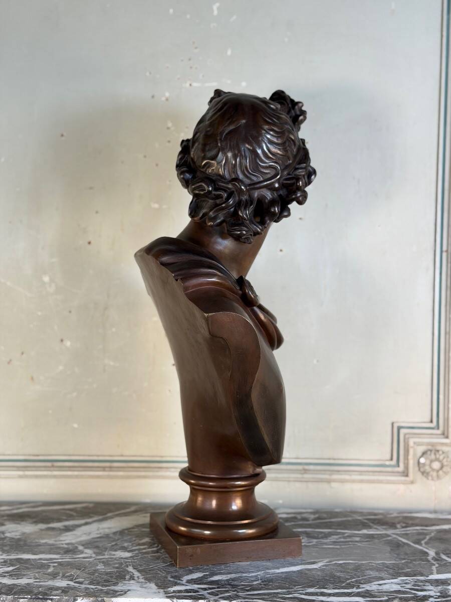 Bronze patina bust medal, Apollo of the Belvedere, bronzier Luppens, 19th century