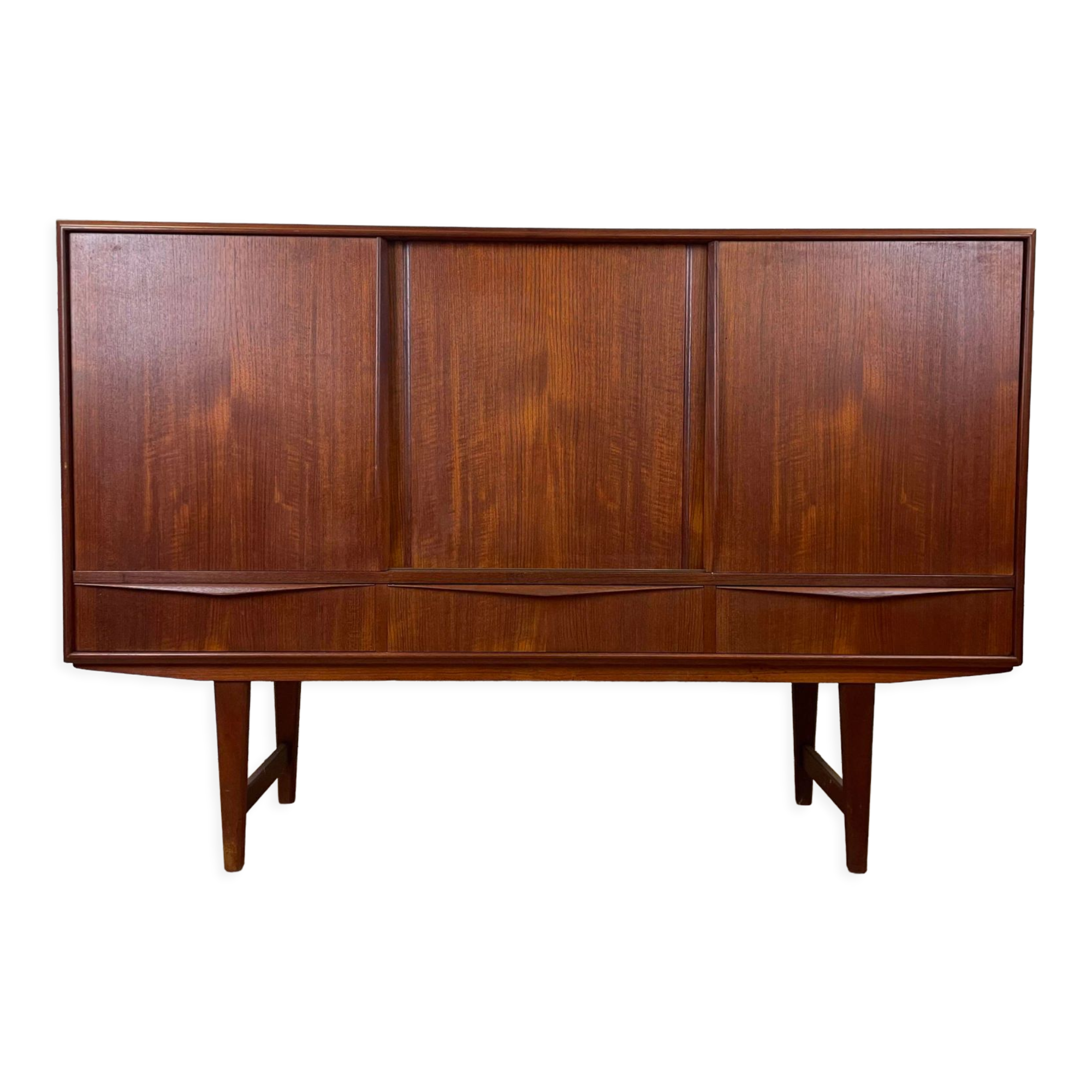 Vintage Scandinavian "highboard" teak sideboard by EW Bach for Sejling Skabe, 60s