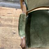 Armchair Voltaire Louis Philippe in wood green velvet XIX
