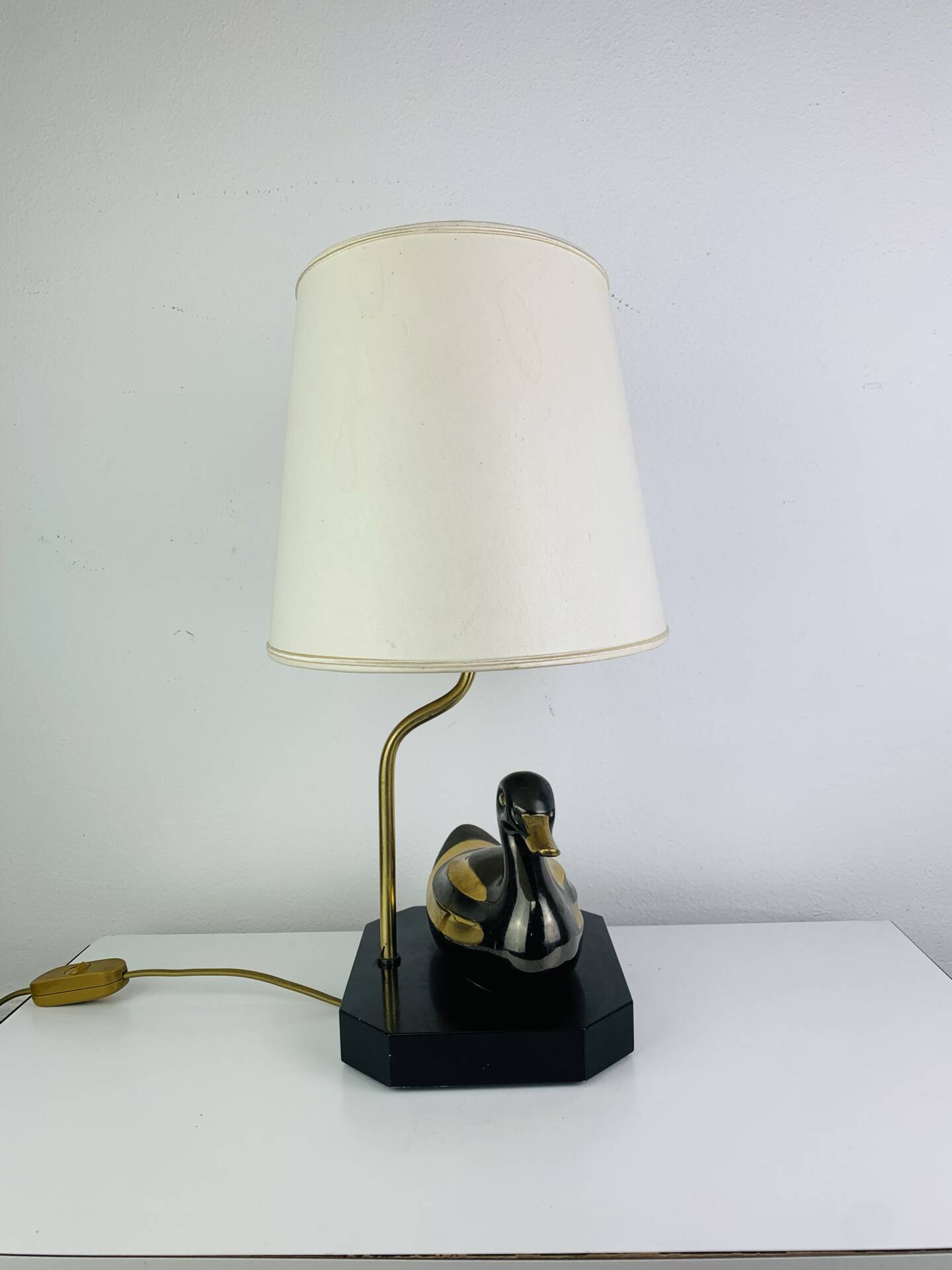 Lampe canard en laiton vintage