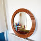 Round mirror in vintage rattan bamboo