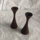 Pair of candlesticks in vintage stained birch wood, Scandinavian design
