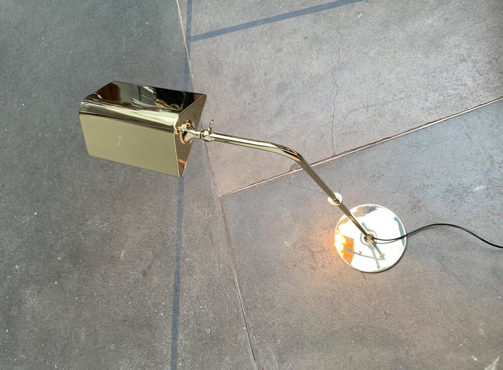 Vintage Hollywood Regency floor lamp in German brass by Florian Schulz.