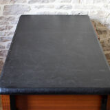 Desk 60s in metal wood and imitation leather