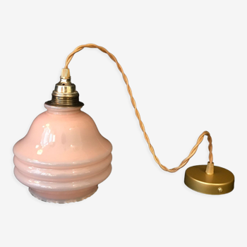 Old hanging lamp opaline pink 1930