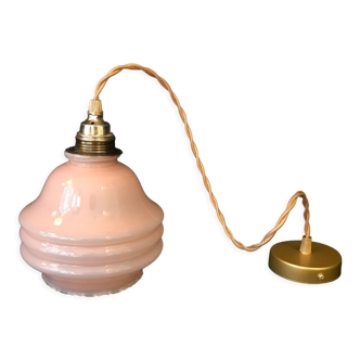 Old hanging lamp opaline pink 1930